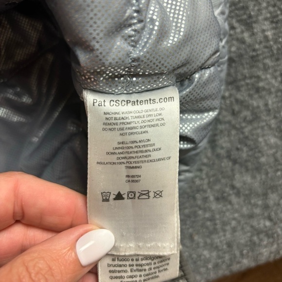 COLUMBIA Women’s Silver Puffer jacket Hooded Turbo Down 650TD Omni-heat Small - Picture 8 of 10